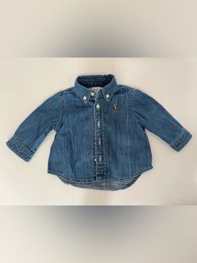 Ralph Lauren Dark Blue Denim Chambray Button Down Shirt - Baby Size 3 months